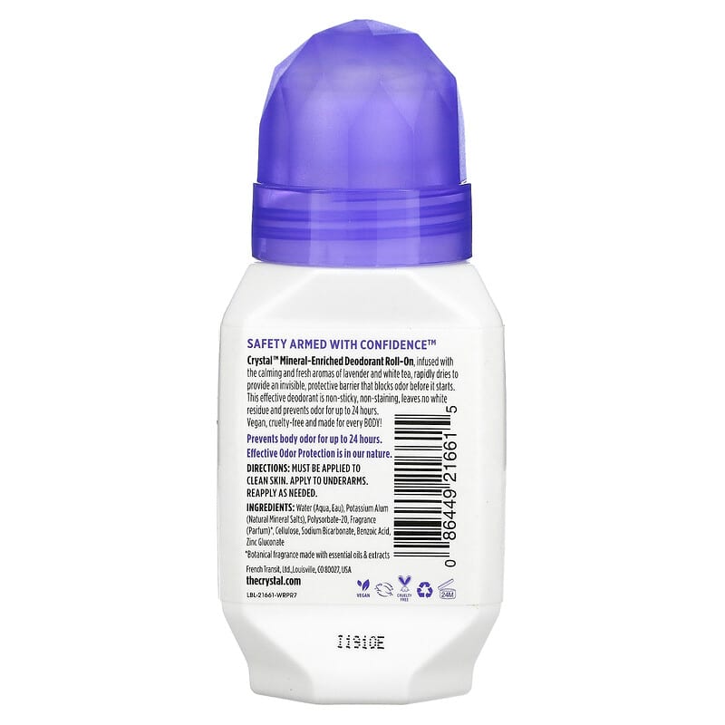 Crystal Mineral Deodorant Roll-On Lavender & White Tea 2.25 fl.oz