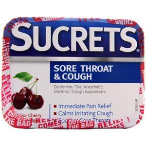 Sucrets Sore Throat & Cough Lozenges Vapor Cherry EXPIRES 10/25 18 lzngs