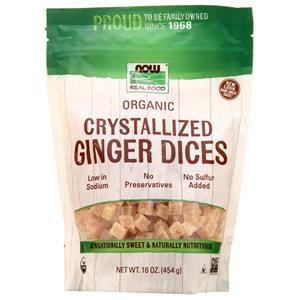 Now Organic Crystallized Ginger Dices 16 oz