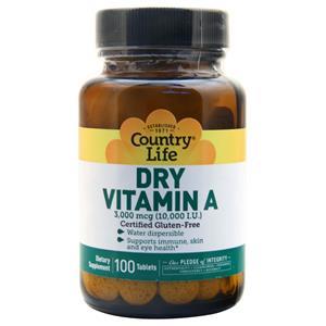 Country Life Dry Vitamin A (3000mcg) 100 tabs
