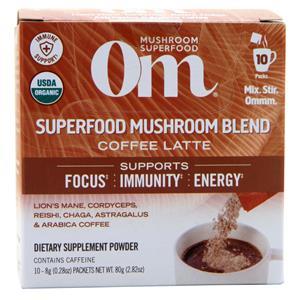 OM Mushroom Superfood Superfood Mushroom Blend Coffee Latte 10 pckts