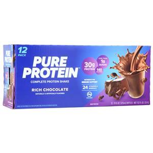 Worldwide Sports Pure Protein Complete Protein Shake RTD Rich Chocolate 12 bttls