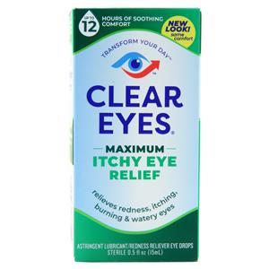 Clear Eyes Lubricant/Redness Reliever Eye Drops Maximum Itchy Eye Relief 0.5 fl.oz