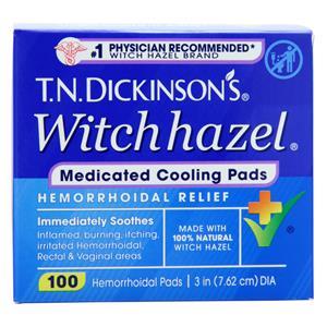 Dickinson's Witch Hazel Medicated Cooling Pads - Hemorrhoidal Relief 100 pads
