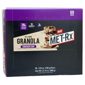 Met-Rx Big 100 Granola Meal Replacement Bar Chocolate Chip 9 bars
