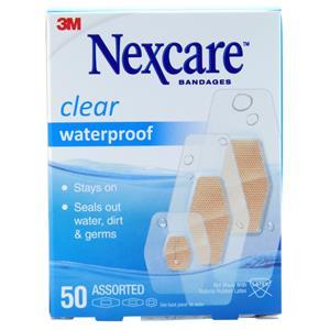 Nexcare Clear Waterproof Bandages Assorted Sizes 50 count