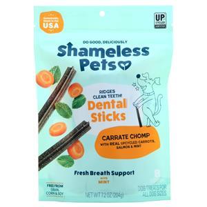 Shameless Pets Dental Sticks Dog Treats Carrate Chomp 7.2 oz
