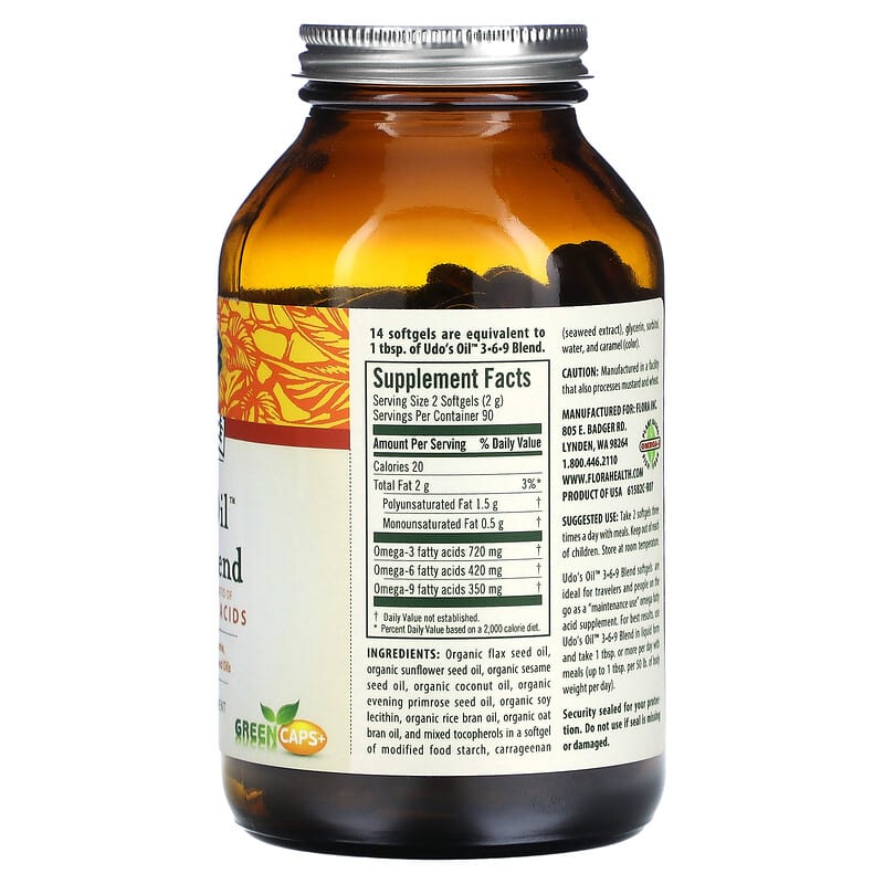 Flora Udo's Oil 3-6-9 Blend 180 sgels