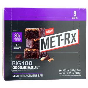 Met-Rx Big 100 Meal Replacement Bar Chocolate Hazelnut 9 bars