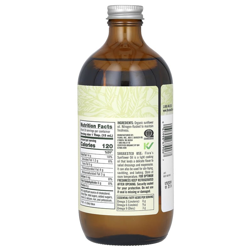 Flora Certified Organic Sunflower Oil 17 fl.oz
