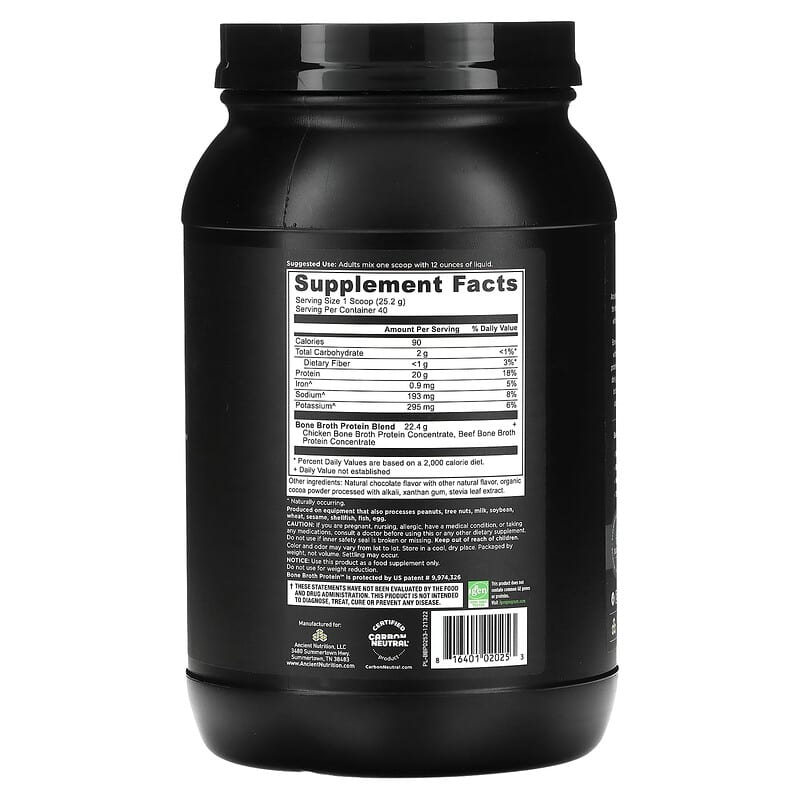 Ancient Nutrition Bone Broth Protein Chocolate 1008 grams