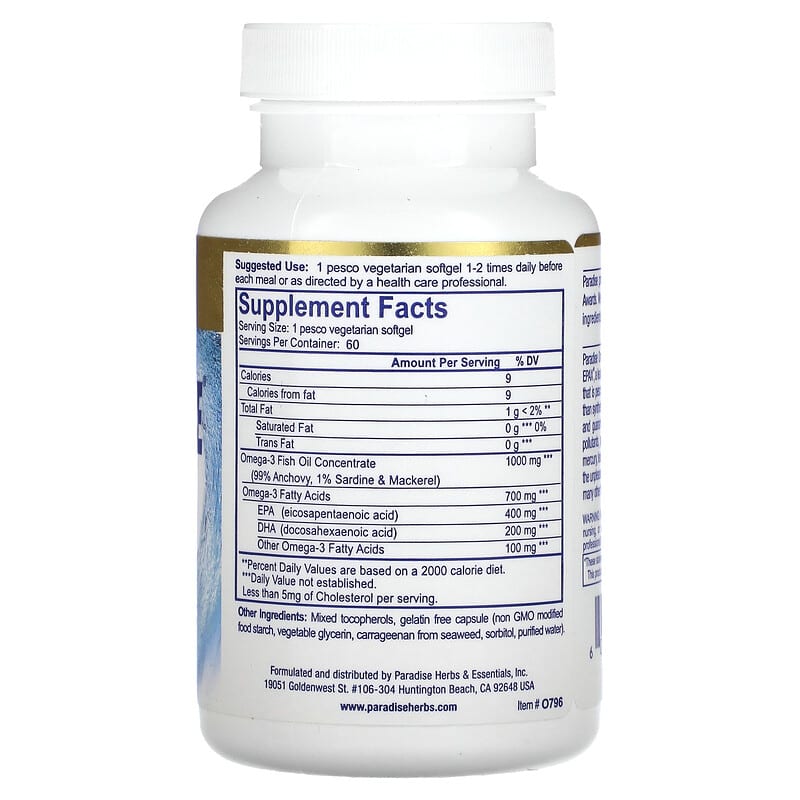Paradise Herbs Omega Sure Omega-3 Concentrate (1000mg) 60 sgels