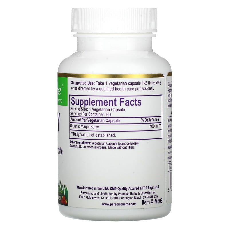 Paradise Herbs Maqui Berry 60 vcaps