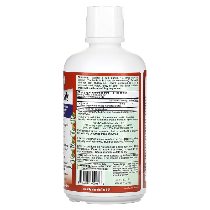 Vital Earth Minerals Fulvic Minerals Liquid 32 fl.oz