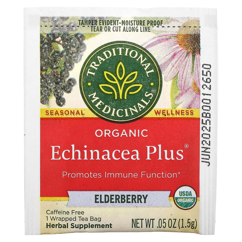 Traditional Medicinals Organic Seasonal Tea Echinacea Plus - Elderberry 16 pckts