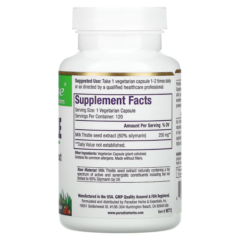 Paradise Herbs Milk Thistle 120 vcaps