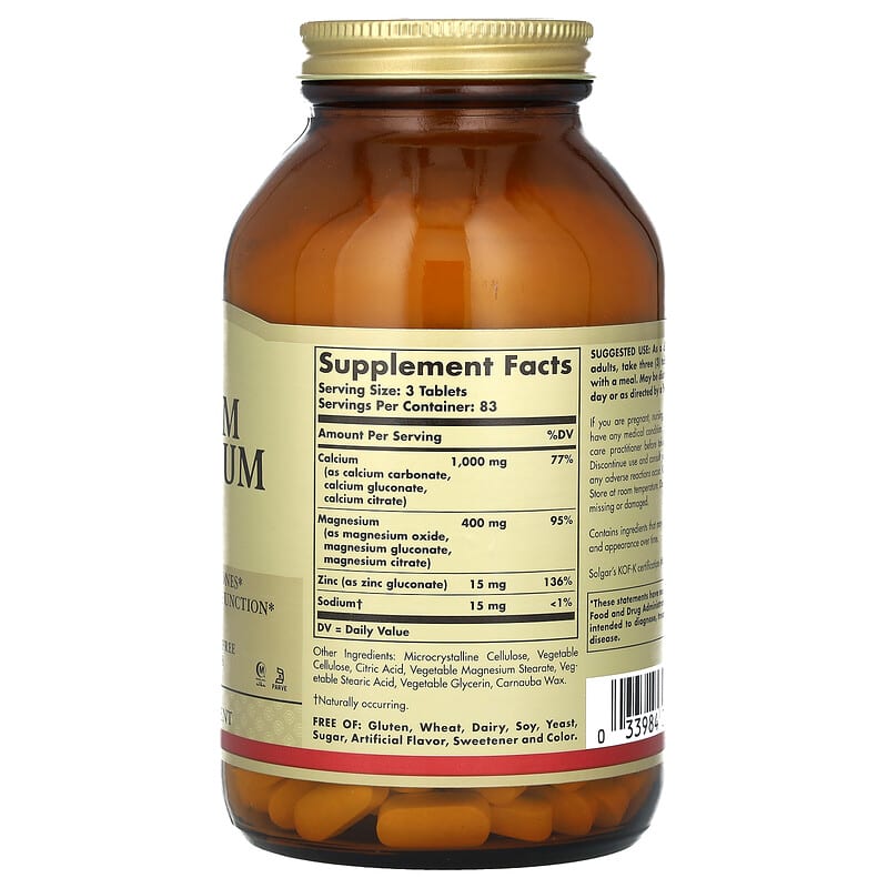 Solgar Calcium Magnesium Plus Zinc 250 tabs