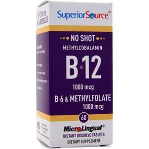 Superior Source No Shot Methylcobalamin B-12 (1,000mcg) B-6 & Methylfolate 60 tabs