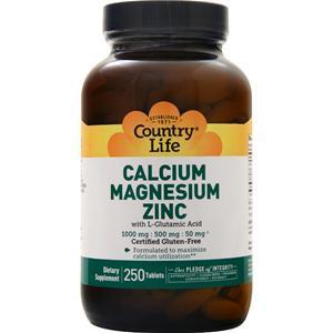 Country Life Calcium Magnesium Zinc with L-Glutamic Acid 250 tabs