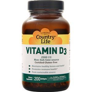 Country Life Vitamin D3 (2500IU) 200 sgels