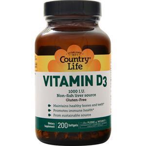 Country Life Vitamin D3 (1000IU) 200 sgels