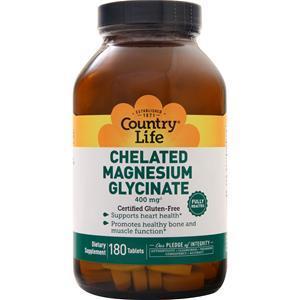 Country Life Chelated Magnesium Glycinate 180 tabs
