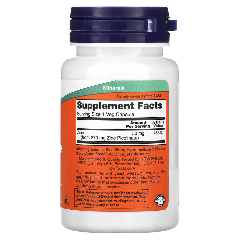 Now Zinc Picolinate (50mg)  60 vcaps