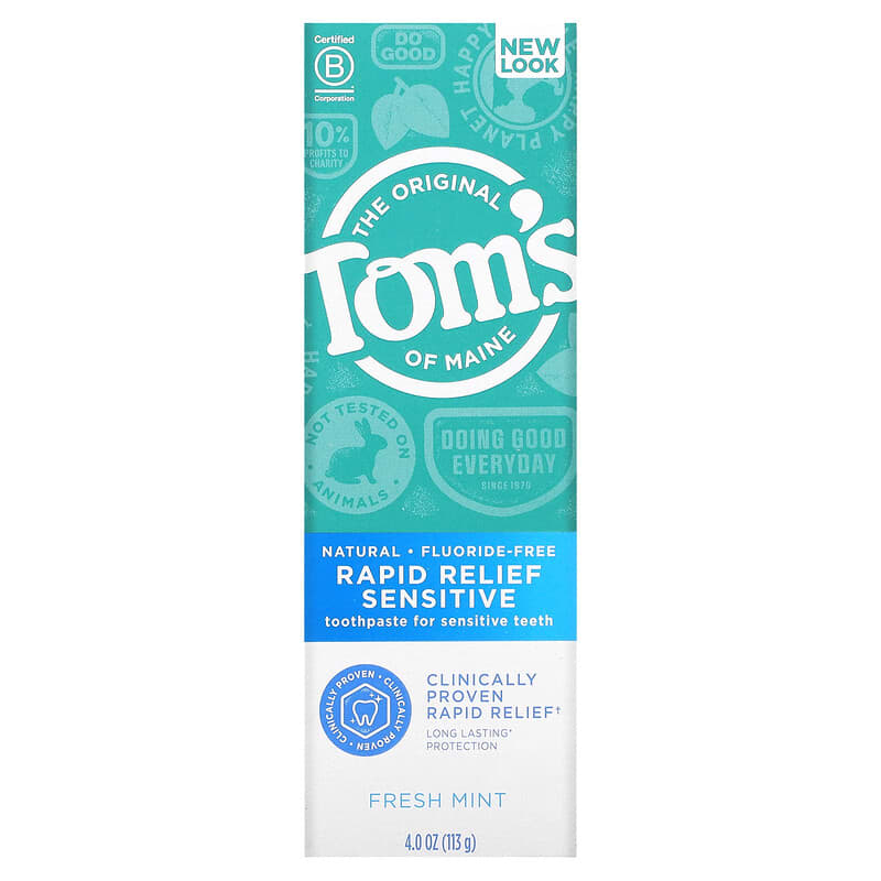 Tom's Of Maine Fluoride-Free Rapid Relief Sensitive Toothpaste Fresh Mint 4 oz