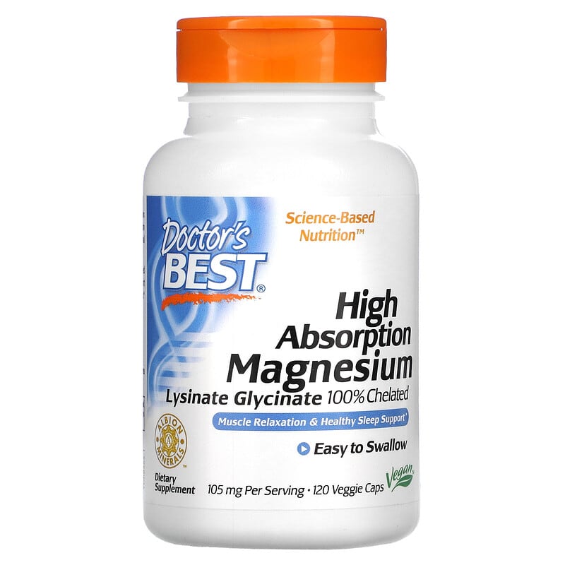 Doctor's Best High Absorption Magnesium Lysinate Glycinate  120 vcaps