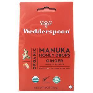 Wedderspoon Organic Manuka Honey Drops Ginger with Echinacea BEST BY 10/25 4 oz
