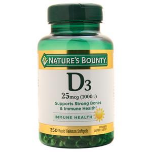 Nature's Bounty D3 (25mcg/1000IU)  350 sgels