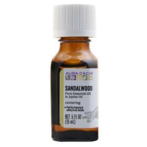 Aura Cacia Sandalwood Pure Essential Oil in Jojoba Oil  0.5 fl.oz