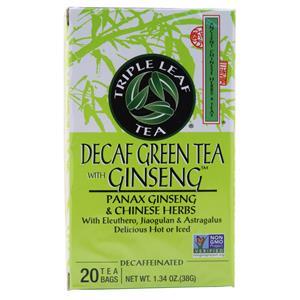 Triple Leaf Tea Decaf Green Tea with Ginseng  20 pckts