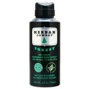 Herban Cowboy Dry Spray Deodorant Body Spray Forest 2.8 oz