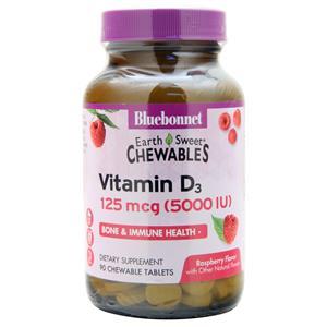 Bluebonnet Earth Sweet Chewables - Vitamin D3 (5000IU) Raspberry 90 tabs