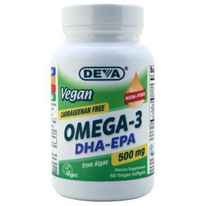 Deva Nutrition Vegan Omega-3 DHA-EPA  (500mg) Non-Fish 60 sgels