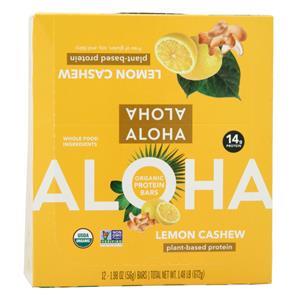 Aloha Organic Protein Bar - Plant Based Lemon Cashew 12 bars