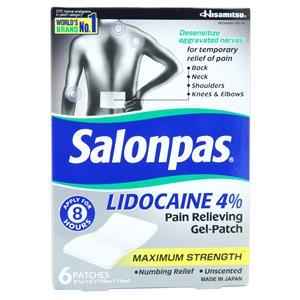 Salonpas Lidocaine Pain Relieving Gel-Patch Unscented 6 count