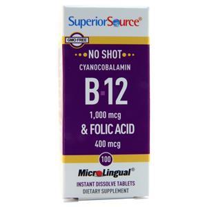 Superior Source No Shot Cyanocobalamin B-12 (1000mcg) & Folic Acid (400mcg)  100 tabs