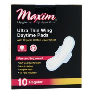 Maxim Hygiene Ultra Thin Wing Daytime Pads Regular 10 pads