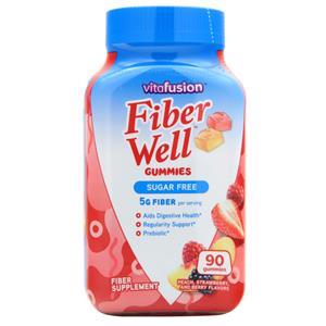 Vitafusion Fiber Well Gummies - Sugar Free Peach, Strawberry, and Berry 90 gummy