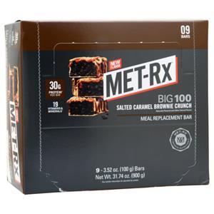Met-Rx Big 100 Meal Replacement Bar Salted Caramel Brownie Crunch 9 bars