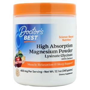Doctor's Best High Absorption Magnesium Powder  - 100% Chelated Fruit Punch 340 grams