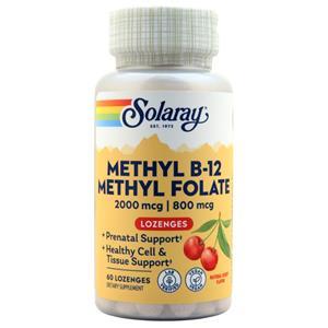 Solaray Methyl B-12 (2000mcg) Methyl Folate (800mcg) Lozenges Natural Cherry 60 lzngs