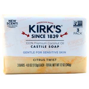 Kirk's Natural Gentle Castile Bar Soap Citrus Twist 3 pack