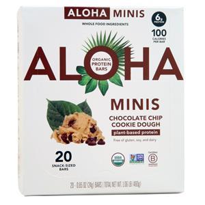 Aloha Organic Protein Mini Bar - Plant Based Chocolate Chip Cookie Dough 20 bars