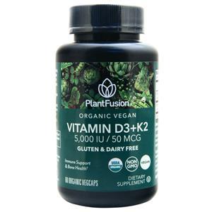 PlantFusion Organic Vegan Vitamin D3 (5000IU) +K2 (50mcg)  60 vcaps