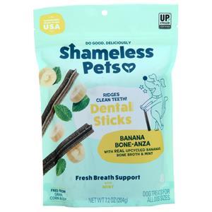 Shameless Pets Dental Sticks Dog Treats Banana Bone-anza 7.2 oz