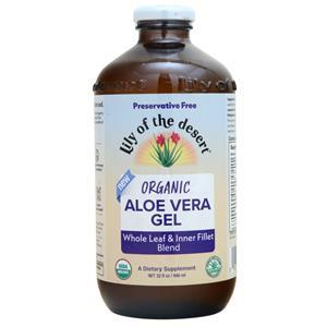 Lily of the Desert Certified Organic Aloe Vera Gel - Whole Leaf & Inner Fillet Blend Preservative Free 32 fl.oz