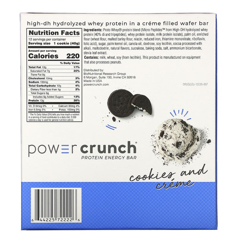 Power Crunch Power Crunch Wafers Cookies and Creme 12 bars
